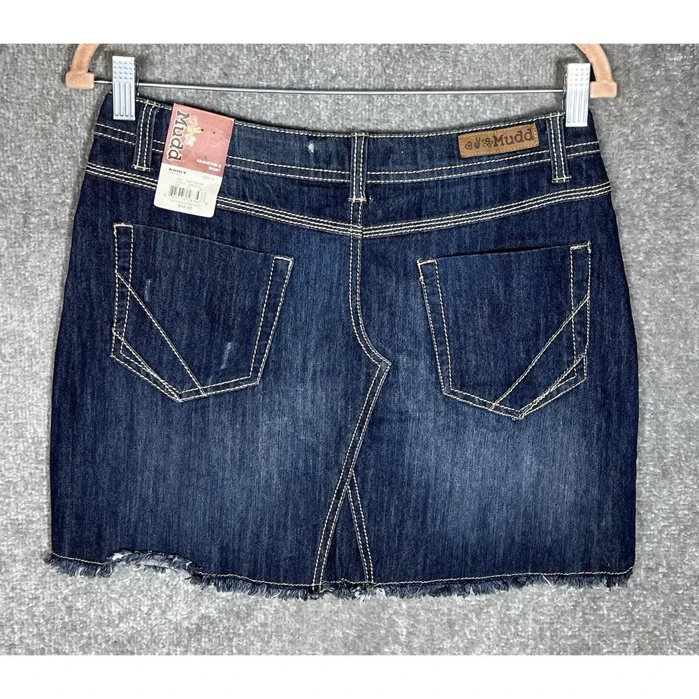Mudd Mini Denim Jean Skirt Girls Size 16 Blue Tribal Embroidery Pockets New